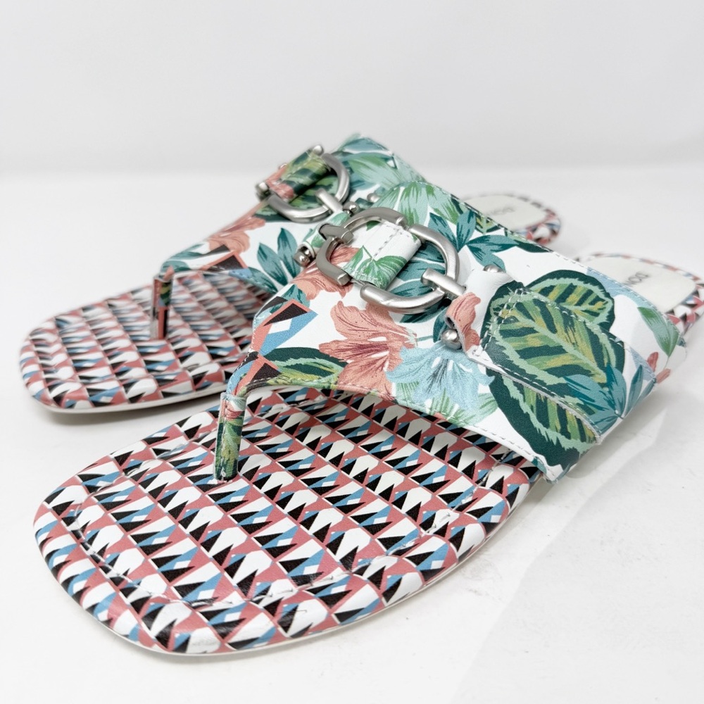 Donald/Pliner Kent Womens Colorful Floral Thong Sandals Size 7.5M Jungle Print